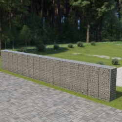 vidaXL Gabionenwand mit Abdeckung Verzinkter Stahl 900×50×150 cm