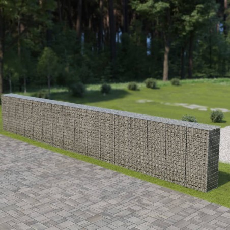 vidaXL Gabionenwand mit Abdeckung Verzinkter Stahl 900×50×150 cm