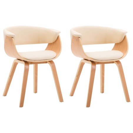 Esszimmerstühle 2 Stk. Creme Bugholz und Kunstleder