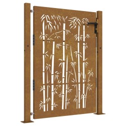 vidaXL Gartentor 105x130 cm Cortenstahl Bambus-Design