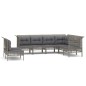 vidaXL 9-tlg. Garten-Lounge-Set mit Kissen Grau Poly Rattan vidaXL 9-tlg. Garten-Lounge-Set mit Kissen Grau Poly Rattan