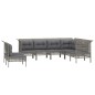 vidaXL 9-tlg. Garten-Lounge-Set mit Kissen Grau Poly Rattan vidaXL 9-tlg. Garten-Lounge-Set mit Kissen Grau Poly Rattan