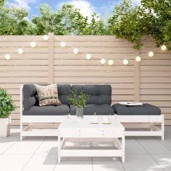 vidaXL 4-tlg. Garten-Lounge-Set mit Kissen Weiß Massivholz