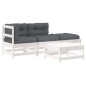 vidaXL 4-tlg. Garten-Lounge-Set mit Kissen Weiß Massivholz vidaXL 4-tlg. Garten-Lounge-Set mit Kissen Weiß Massivholz