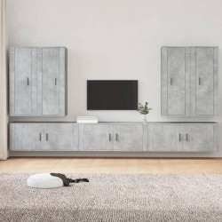 vidaXL 7-tlg. TV-Schrank-Set Betongrau Holzwerkstoff