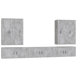 vidaXL 7-tlg. TV-Schrank-Set Betongrau Holzwerkstoff