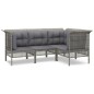vidaXL 4-tlg. Garten-Lounge-Set mit Kissen Grau Poly Rattan vidaXL 4-tlg. Garten-Lounge-Set mit Kissen Grau Poly Rattan