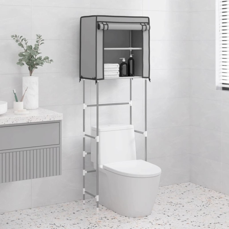 vidaXL Toilettenregal 2 Ablagen Grau 56x30x170 cm Eisen vidaXL Toilettenregal 2 Ablagen Grau 56x30x170 cm Eisen