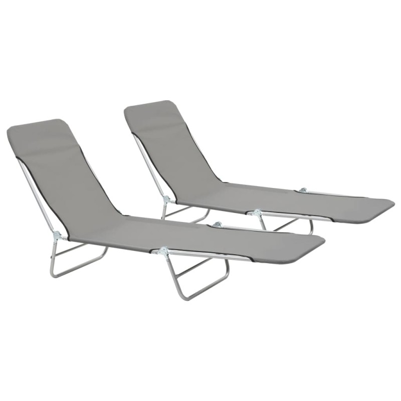 vidaXL Klappliegen 2 Stk. Stahl und Stoff Grau vidaXL Klappliegen 2 Stk. Stahl und Stoff Grau