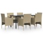vidaXL 7-tlg. Garten-Essgruppe mit Kissen Beige und Schwarz vidaXL 7-tlg. Garten-Essgruppe mit Kissen Beige und Schwarz