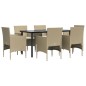 vidaXL 7-tlg. Garten-Essgruppe mit Kissen Beige und Schwarz vidaXL 7-tlg. Garten-Essgruppe mit Kissen Beige und Schwarz