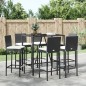 vidaXL 7-tlg. Gartenbar-Set mit Kissen Schwarz Poly Rattan vidaXL 7-tlg. Gartenbar-Set mit Kissen Schwarz Poly Rattan