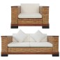2-tlg. Sofagarnitur mit Auflagen Braun Natur Rattan 2-tlg. Sofagarnitur mit Auflagen Braun Natur Rattan