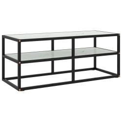 vidaXL TV-Schrank Schwarz mit Hartglas Marmor-Optik 100x40x40 cm