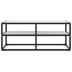 vidaXL TV-Schrank Schwarz mit Hartglas Marmor-Optik 100x40x40 cm