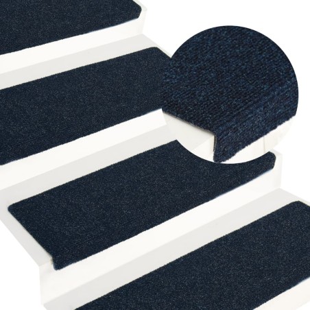 vidaXL Treppenmatten 15 Stk. Nadelvlies 65x21x4 cm Blau