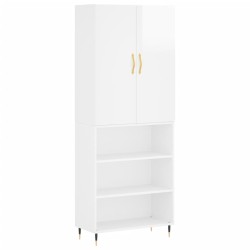 Highboard Hochglanz-Weiß 69,5x34x180 cm Holzwerkstoff