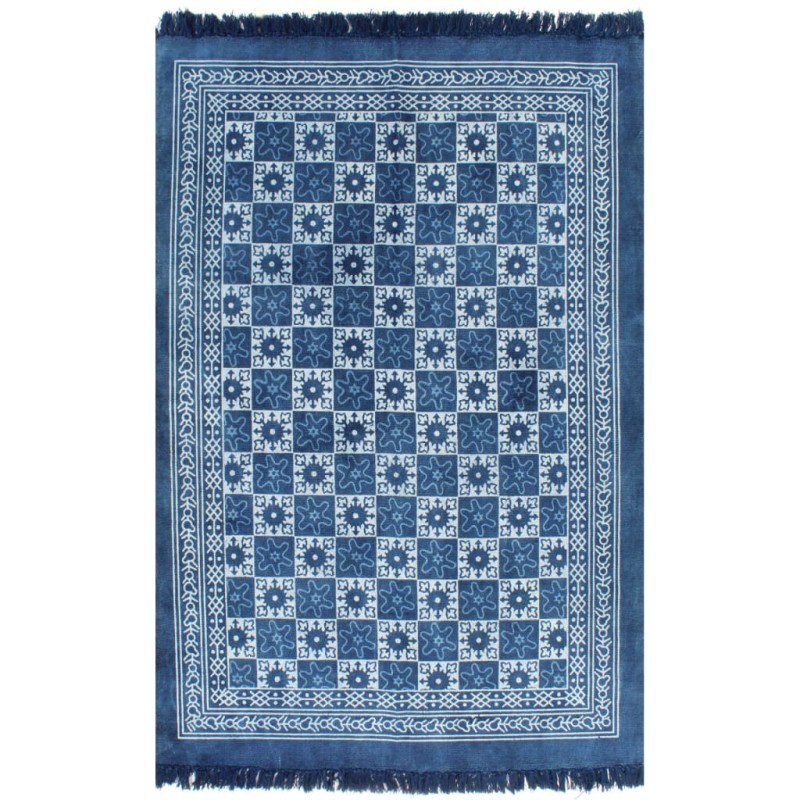 vidaXL Kelim-Teppich Baumwolle 120x180 cm mit Muster Blau vidaXL Kelim-Teppich Baumwolle 120x180 cm mit Muster Blau