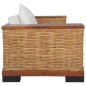 2-tlg. Sofagarnitur mit Auflagen Braun Natur Rattan 2-tlg. Sofagarnitur mit Auflagen Braun Natur Rattan
