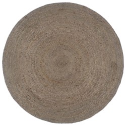 vidaXL Teppich Handgefertigt Jute Rund 210 cm Grau