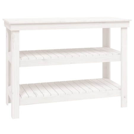 vidaXL Werkbank Weiß 110,5x50x80 cm Massivholz Kiefer