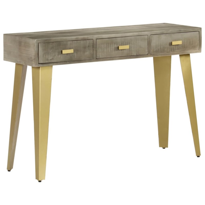 vidaXL Konsolentisch Grau mit Messing 110 x 35 x 76 cm Mangoholz Massiv vidaXL Konsolentisch Grau mit Messing 110 x 35 x 76 cm Mangoholz Massiv