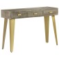 vidaXL Konsolentisch Grau mit Messing 110 x 35 x 76 cm Mangoholz Massiv vidaXL Konsolentisch Grau mit Messing 110 x 35 x 76 cm Mangoholz Massiv