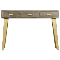 vidaXL Konsolentisch Grau mit Messing 110 x 35 x 76 cm Mangoholz Massiv