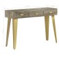 vidaXL Konsolentisch Grau mit Messing 110 x 35 x 76 cm Mangoholz Massiv vidaXL Konsolentisch Grau mit Messing 110 x 35 x 76 cm Mangoholz Massiv
