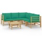 vidaXL 6-tlg. Garten-Lounge-Set mit Grünen Kissen Bambus vidaXL 6-tlg. Garten-Lounge-Set mit Grünen Kissen Bambus