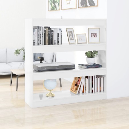 vidaXL Bücherregal/Raumteiler Hochglanz-Weiß 100x30x103 cm