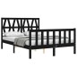 vidaXL Massivholzbett mit Kopfteil Schwarz 140x200 cm vidaXL Massivholzbett mit Kopfteil Schwarz 140x200 cm