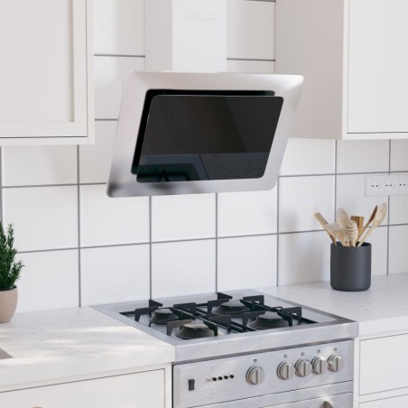 vidaXL Dunstabzugshaube 60 cm Edelstahl und Hartglas Silbern