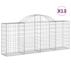 vidaXL Gabionen mit Hochbogen 13 Stk. 200x30x80/100cm Verzinktes Eisen