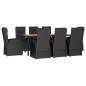 vidaXL 9-tlg. Garten-Essgruppe Schwarz Poly Rattan & Massivholz Akazie vidaXL 9-tlg. Garten-Essgruppe Schwarz Poly Rattan & Massivholz Akazie