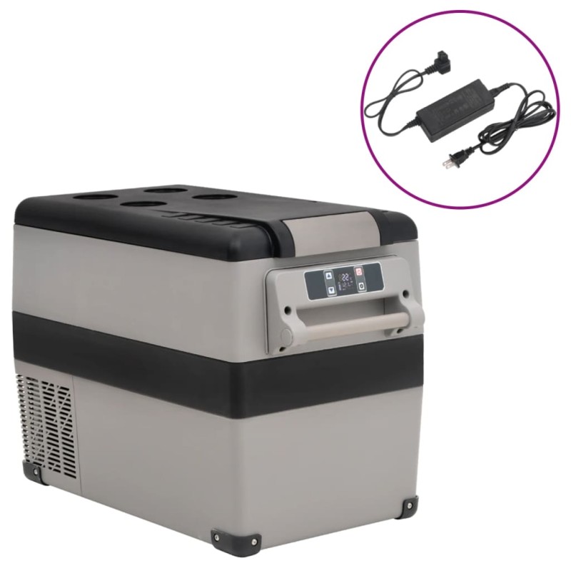 vidaXL Kühlbox mit Griff und Adapter Schwarz und Grau 45 L PP & PE vidaXL Kühlbox mit Griff und Adapter Schwarz und Grau 45 L PP & PE