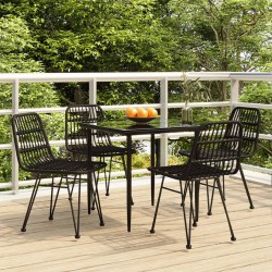 vidaXL 5-tlg. Garten-Essgruppe Schwarz Poly Rattan