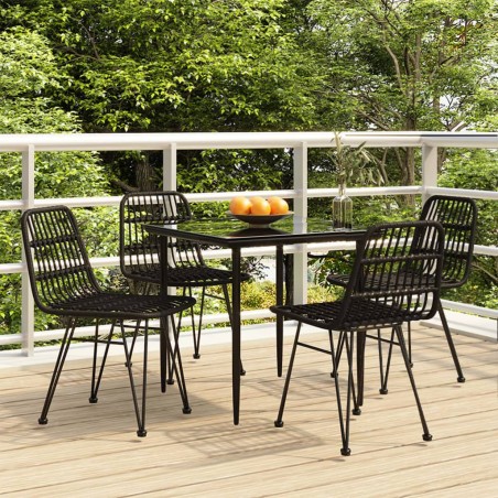 vidaXL 5-tlg. Garten-Essgruppe Schwarz Poly Rattan