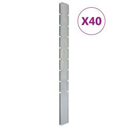 vidaXL Zaunpfosten 40 Stk. Silbern 220 cm Verzinkter Stahl