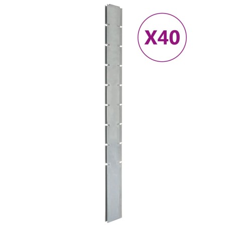 vidaXL Zaunpfosten 40 Stk. Silbern 220 cm Verzinkter Stahl