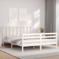 vidaXL Massivholzbett mit Kopfteil Weiß 160x200 cm vidaXL Massivholzbett mit Kopfteil Weiß 160x200 cm