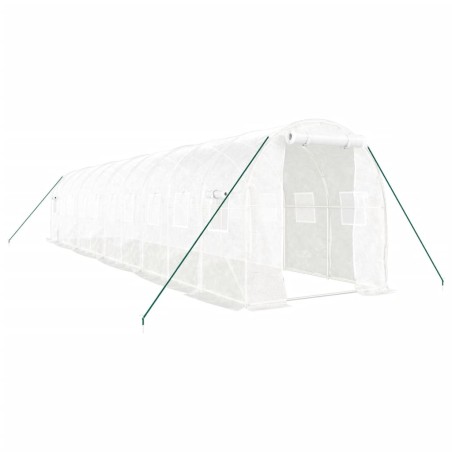 vidaXL Gewächshaus mit Stahlrahmen Weiß 20 m² 10x2x2 m