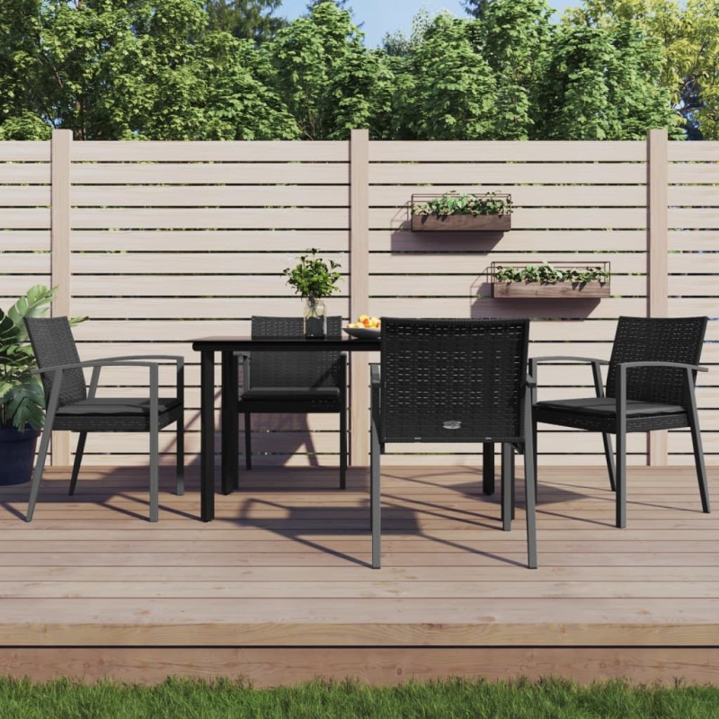 vidaXL 5-tlg. Garten-Essgruppe mit Kissen Poly Rattan und Stahl vidaXL 5-tlg. Garten-Essgruppe mit Kissen Poly Rattan und Stahl