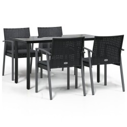 vidaXL 5-tlg. Garten-Essgruppe mit Kissen Poly Rattan und Stahl