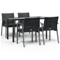 vidaXL 5-tlg. Garten-Essgruppe mit Kissen Poly Rattan und Stahl vidaXL 5-tlg. Garten-Essgruppe mit Kissen Poly Rattan und Stahl