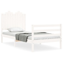 vidaXL Massivholzbett mit Kopfteil Weiß 90x200 cm