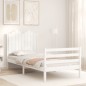 vidaXL Massivholzbett mit Kopfteil Weiß 90x200 cm vidaXL Massivholzbett mit Kopfteil Weiß 90x200 cm