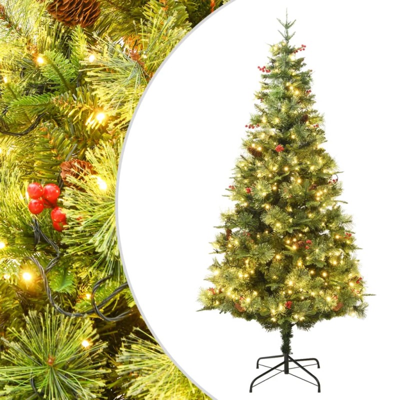 vidaXL Weihnachtsbaum mit LEDs & Kiefernzapfen Grün 225 cm PVC & PE vidaXL Weihnachtsbaum mit LEDs & Kiefernzapfen Grün 225 cm PVC & PE