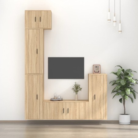 vidaXL 5-tlg. TV-Schrank-Set Sonoma-Eiche Holzwerkstoff