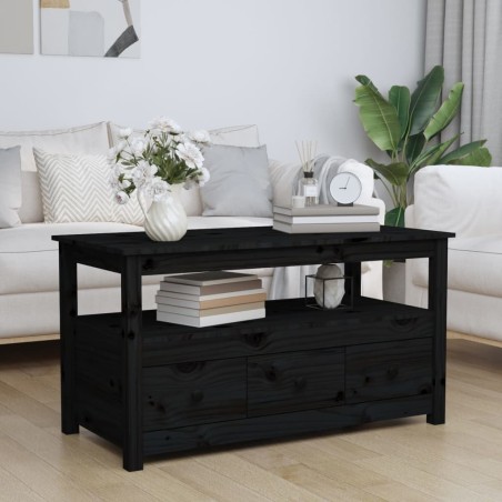 vidaXL Couchtisch Schwarz 102x49x55 cm Massivholz Kiefer